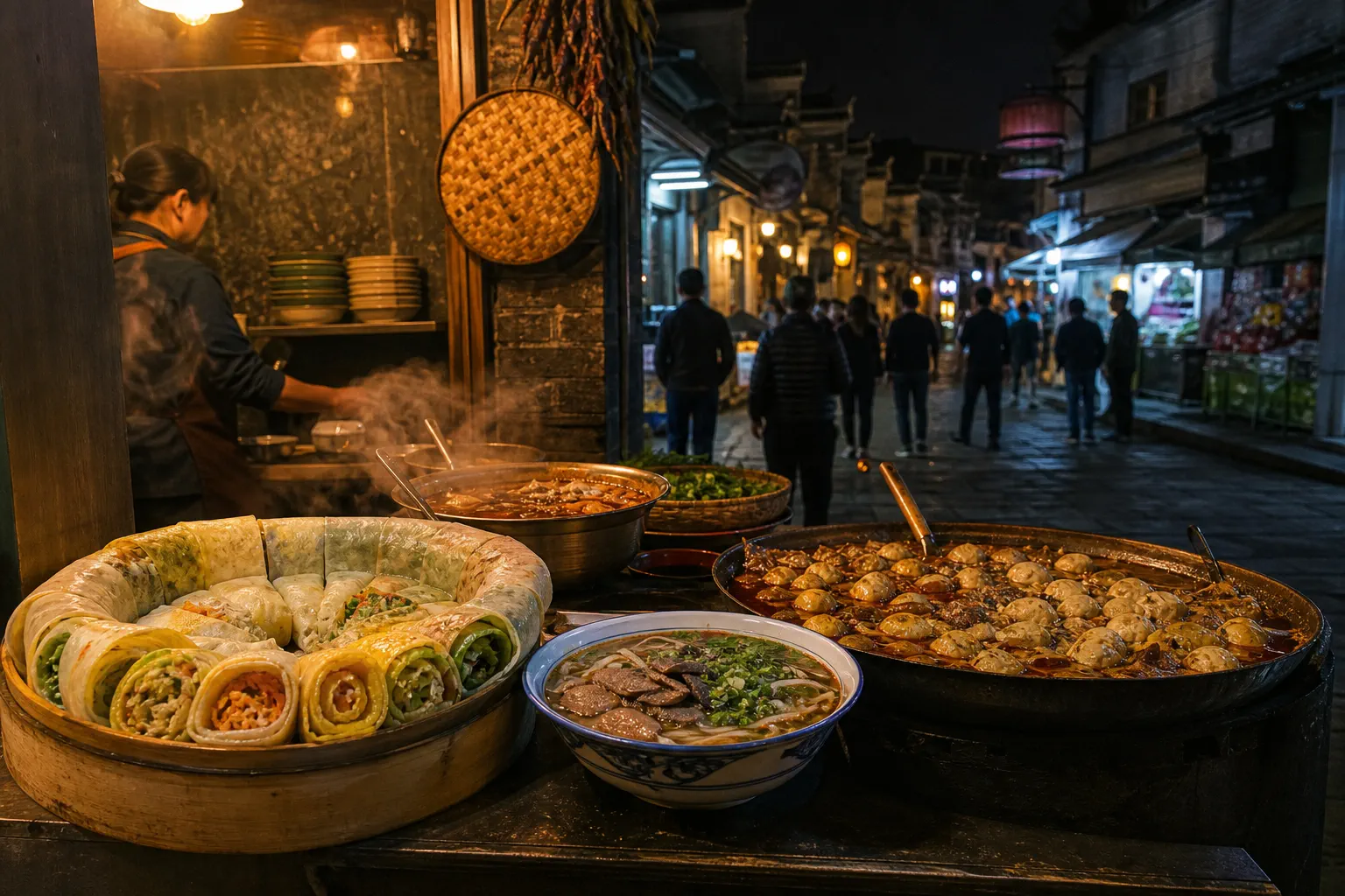 安顺古城夜间街头小吃